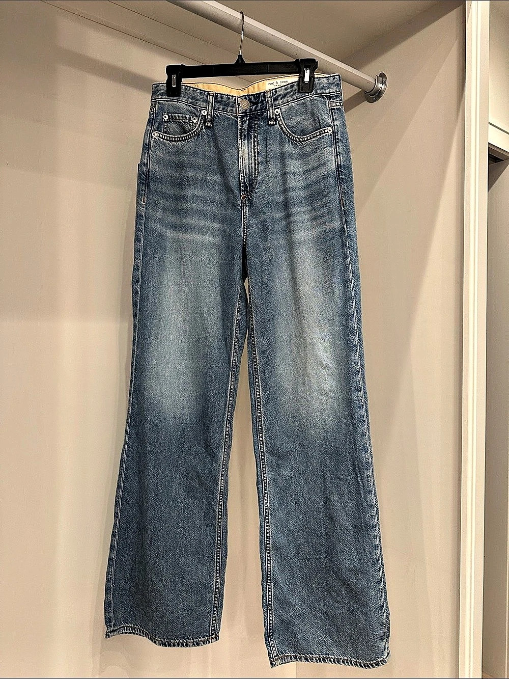 rag & bone The Logan Wide Leg Denim Jeans in Blue Waist 25 NWT